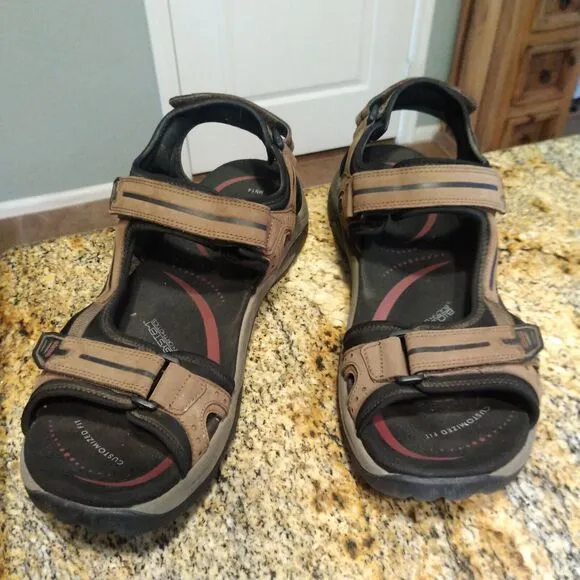 Abeo Men's Cayucos Sport Sandals Brown Size 14 Bio System Leather
