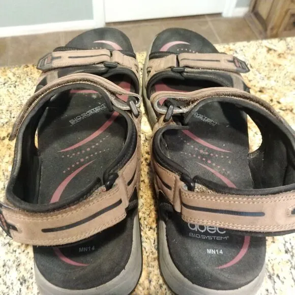 Abeo Men's Cayucos Sport Sandals Brown Size 14 Bio System Leather