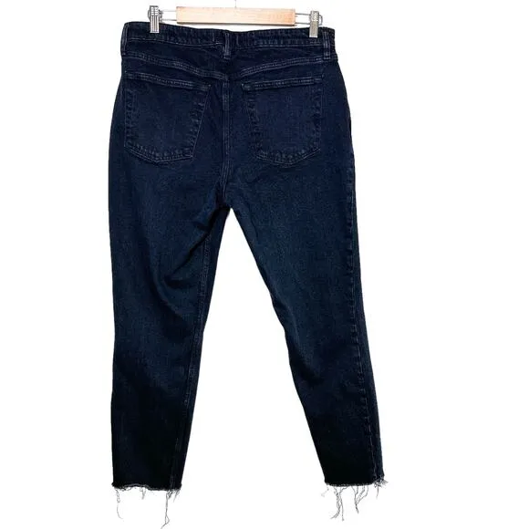 Abercrombie &amp; Fitch Simone High Rise Slim Frayed Split Jeans in Black 32