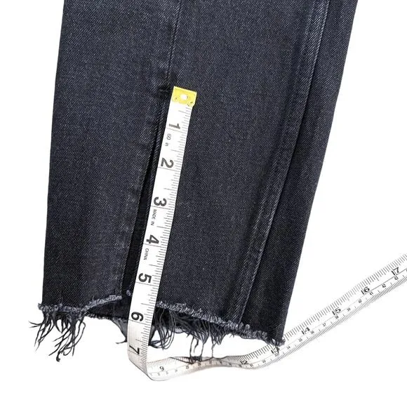 Abercrombie &amp; Fitch Simone High Rise Slim Frayed Split Jeans in Black 32