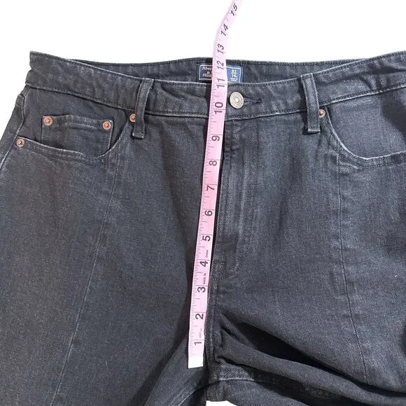 Abercrombie &amp; Fitch Simone High Rise Slim Frayed Split Jeans in Black 32