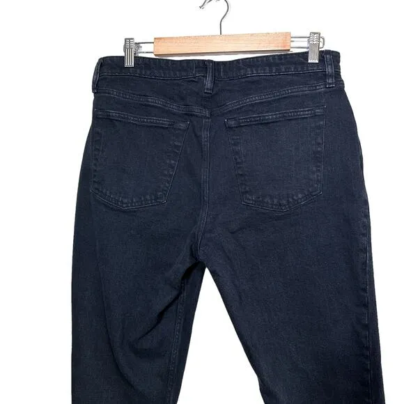 Abercrombie &amp; Fitch Simone High Rise Slim Frayed Split Jeans in Black 32