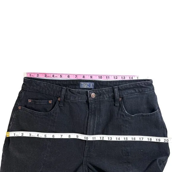 Abercrombie &amp; Fitch Simone High Rise Slim Frayed Split Jeans in Black 32