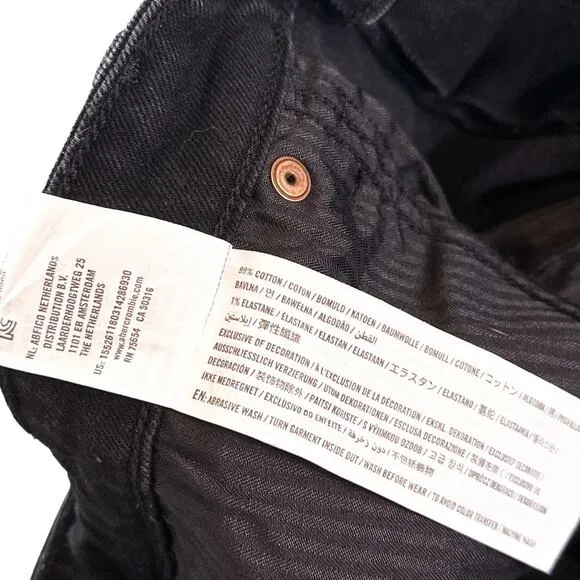 Abercrombie &amp; Fitch Simone High Rise Slim Frayed Split Jeans in Black 32