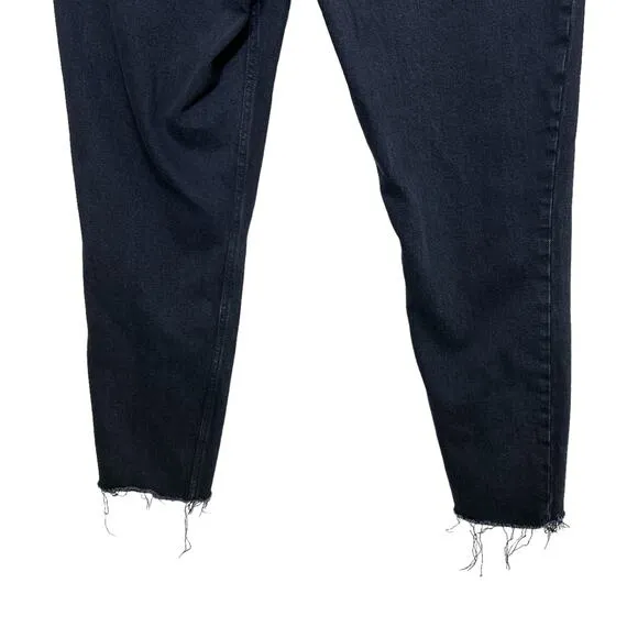 Abercrombie &amp; Fitch Simone High Rise Slim Frayed Split Jeans in Black 32