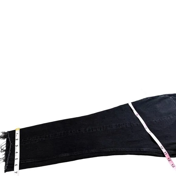 Abercrombie &amp; Fitch Simone High Rise Slim Frayed Split Jeans in Black 32