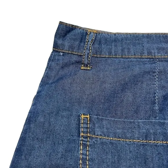 ABS ALLEN SCHWARTZ *NWT* 100% COTTON A-LINE DENIM BUTTON DOWN SKIRT SIZE 29