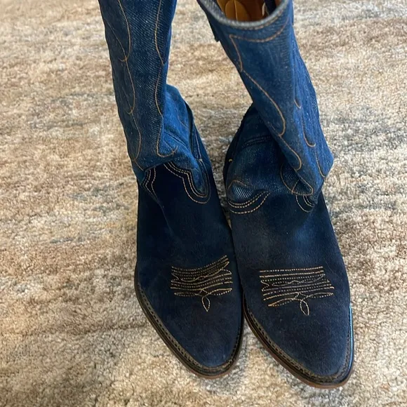 Acme Blue Denim Cowgirl Boots