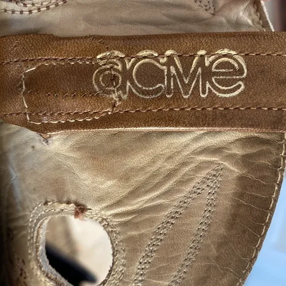 Acme cowboy boots Mens Size 10.5D blonde/Tan leather embroidered Western Work