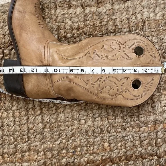 Acme cowboy boots Mens Size 10.5D blonde/Tan leather embroidered Western Work