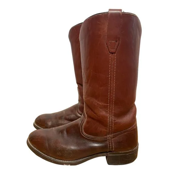Acme Mens 9.5 Vintage 1970s Wellington Brown Leather Cowboy Western Work Boots