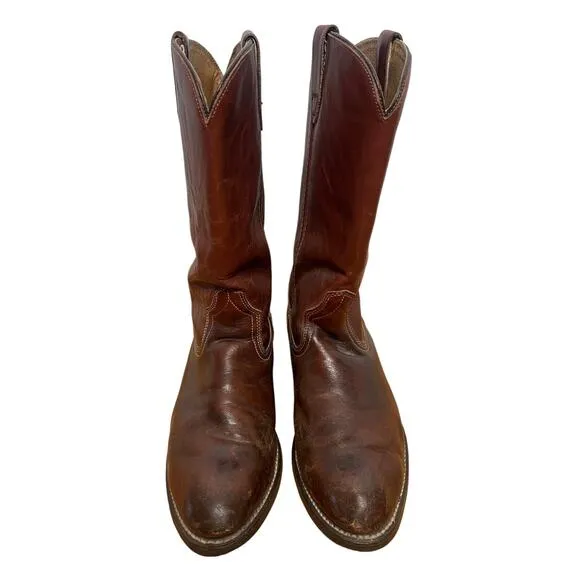 Acme Mens 9.5 Vintage 1970s Wellington Brown Leather Cowboy Western Work Boots