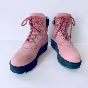 Acne Studios Telde Pink Calfskin Chunky Platform Hiking Lug Boots