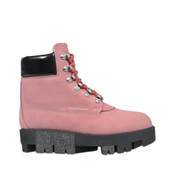Acne Studios Telde Pink Calfskin Chunky Platform Hiking Lug Boots