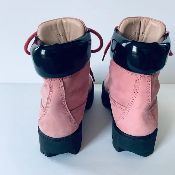 Acne Studios Telde Pink Calfskin Chunky Platform Hiking Lug Boots
