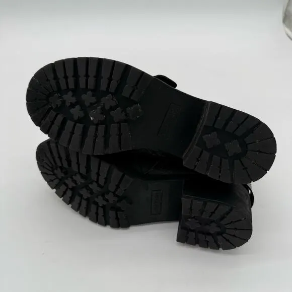 Adam Tucker Black Leather Buckle Ankle Moto Strappy Grunge 90s Boots Size 8