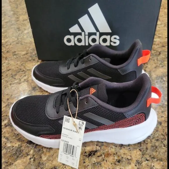Adidas Black Tensaur Run K Athletic Running Shoes Youth Big Boys 6 GZ2665 New
