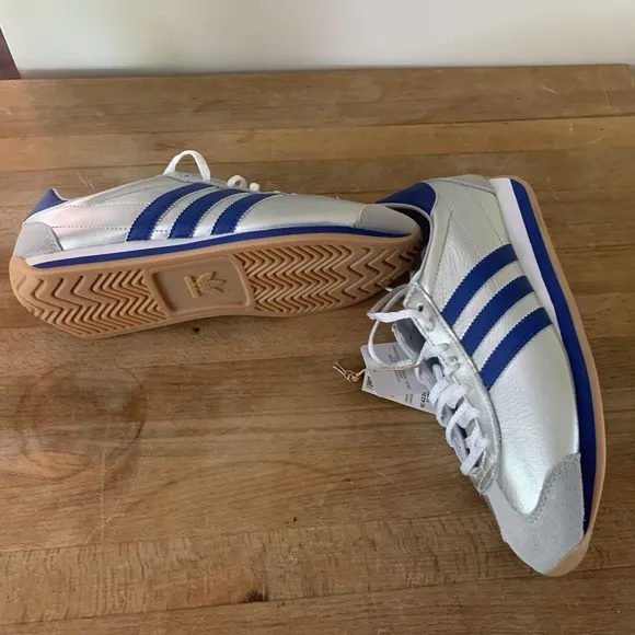 Adidas Country OG Athletic Shoes 'Matte Silver/Blue' - Size 8 Men's