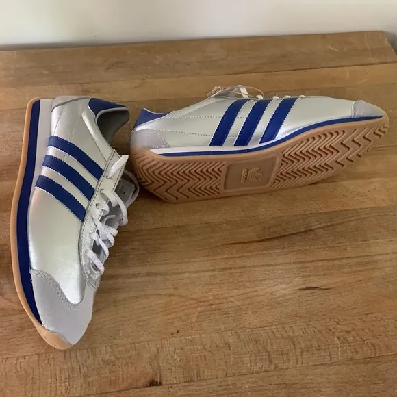 Adidas Country OG Athletic Shoes 'Matte Silver/Blue' - Size 8 Men's