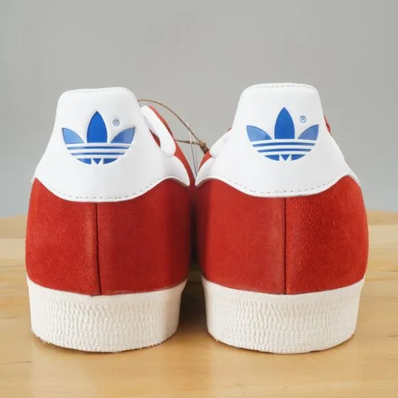Adidas Gazelle Mens Size 11 Shoes Scarlet Red Blue Low Top Casual Sneakers NEW
