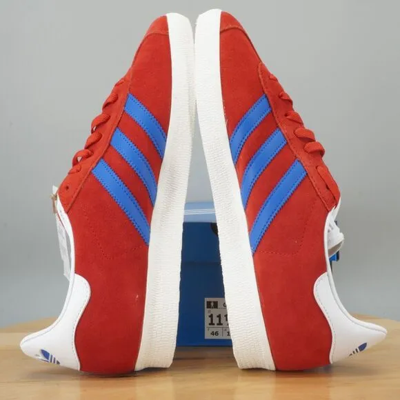 Adidas Gazelle Mens Size 11 Shoes Scarlet Red Blue Low Top Casual Sneakers NEW