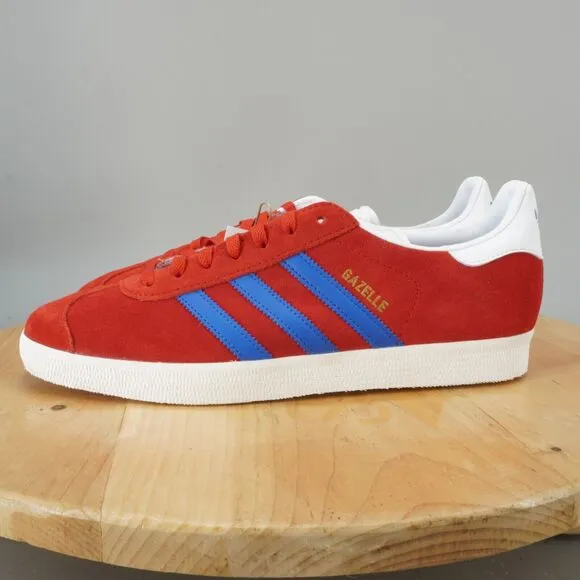 Adidas Gazelle Mens Size 11 Shoes Scarlet Red Blue Low Top Casual Sneakers NEW
