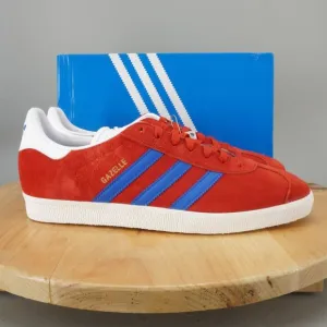 Adidas Gazelle Mens Size 11 Shoes Scarlet Red Blue Low Top Casual Sneakers NEW
