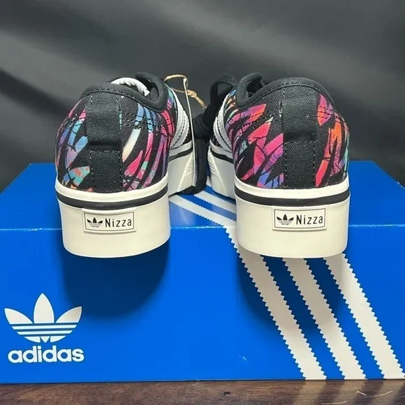 ADIDAS Nizza Low Top Platform Shoe HQ9857 | Neon Stripe 80s 90s Print