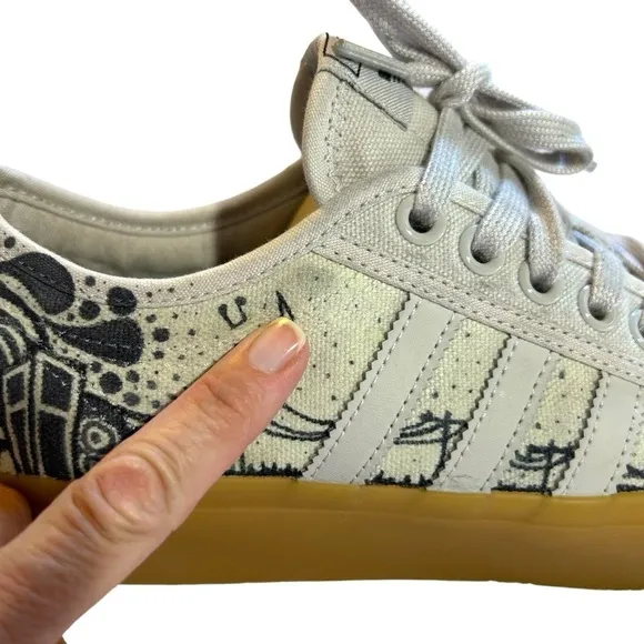 Adidas Nizza Platform Shoes Rare Unique Lemony Cream Color w/ Music Graphics 8