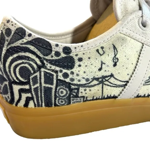 Adidas Nizza Platform Shoes Rare Unique Lemony Cream Color w/ Music Graphics 8