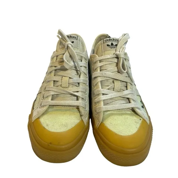 Adidas Nizza Platform Shoes Rare Unique Lemony Cream Color w/ Music Graphics 8