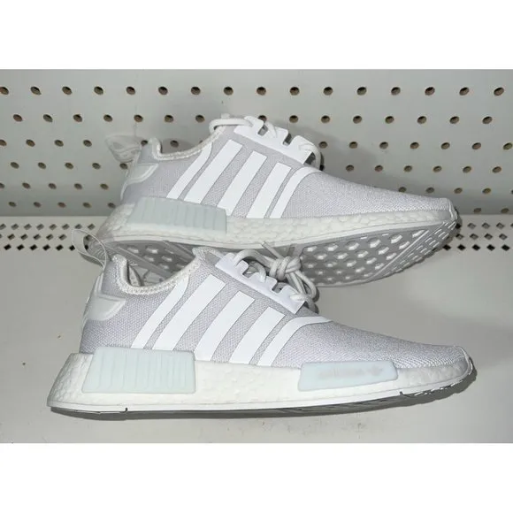 Adidas NMD R1 J Primeblue Boys Youth Athletic Shoes Size 4.5 Triple White H02334