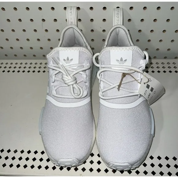 Adidas NMD R1 J Primeblue Boys Youth Athletic Shoes Size 4.5 Triple White H02334