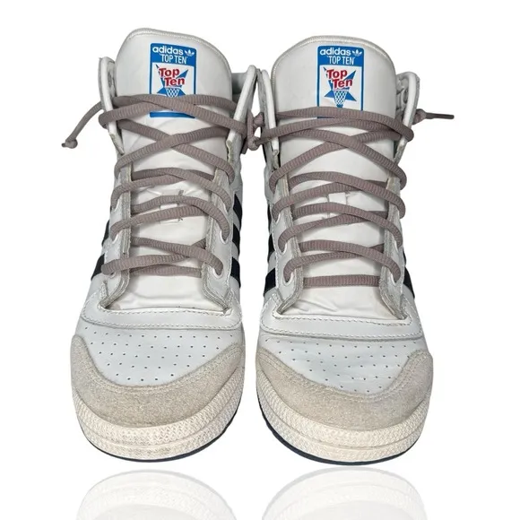 Adidas Originals Top Ten Hi Trainers White Blue Red D74481 Men's Size 6