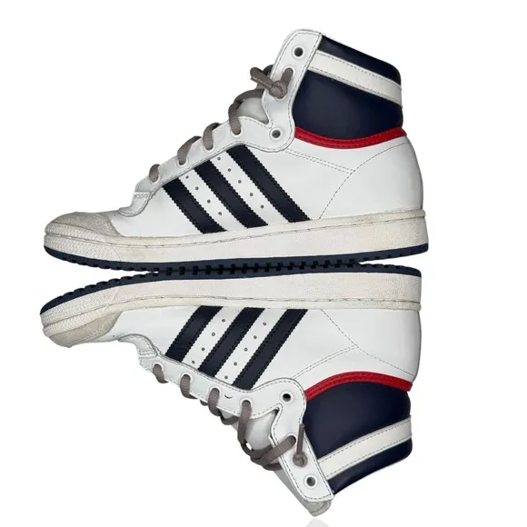 Adidas Originals Top Ten Hi Trainers White Blue Red D74481 Men's Size 6