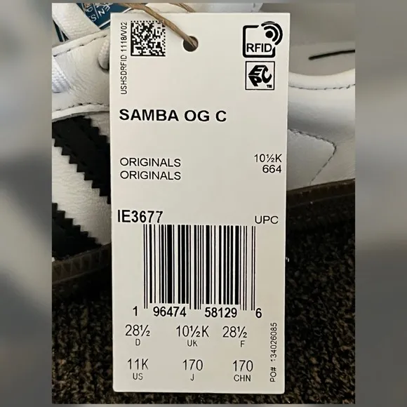Adidas Samba OG Shoes Little Boy Shoes -Size 11K