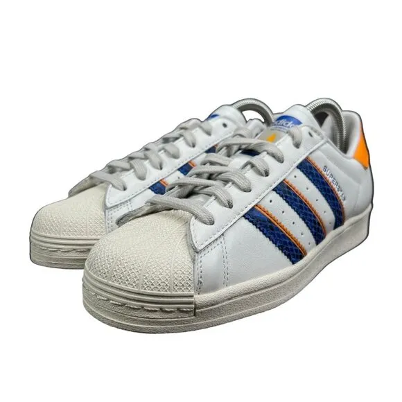 Adidas Superstar White Orange Rush Snakeskin Shoes FZ6476 Men's Size 7