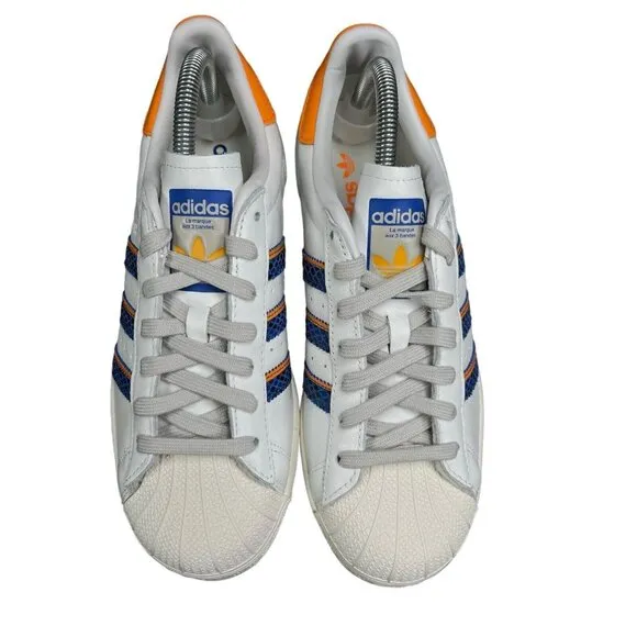 Adidas Superstar White Orange Rush Snakeskin Shoes FZ6476 Men's Size 7
