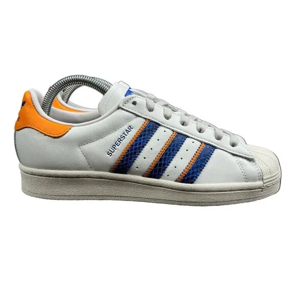 Adidas Superstar White Orange Rush Snakeskin Shoes FZ6476 Men's Size 7