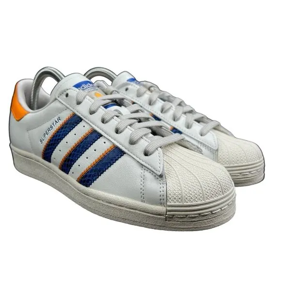 Adidas Superstar White Orange Rush Snakeskin Shoes FZ6476 Men's Size 7