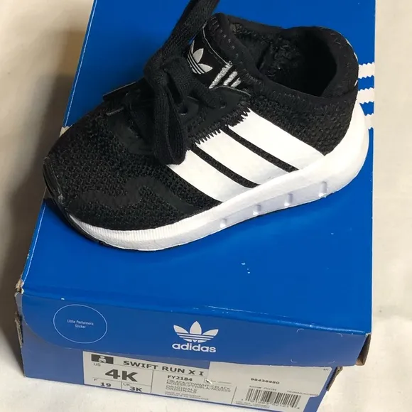 Adidas Swift Run X shoes black white athletic baby shoes