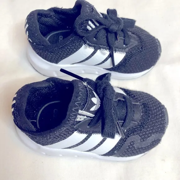 Adidas Swift Run X shoes black white athletic baby shoes