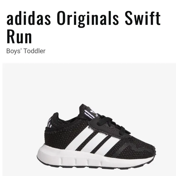 Adidas Swift Run X shoes black white athletic baby shoes