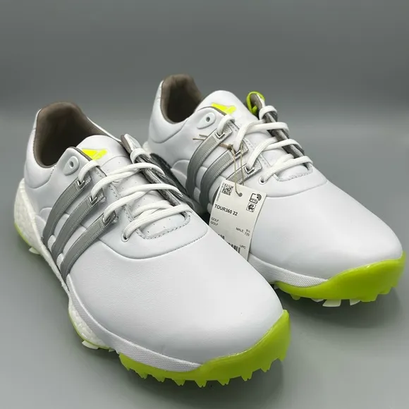 Adidas Tour360 22 GX4128 Mens White Leather Lace Up Athletic Golf Shoes Size 10