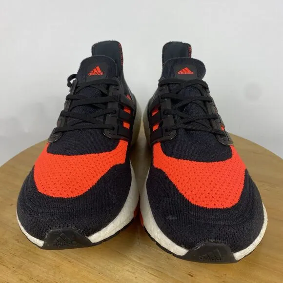 Adidas Ultraboost 21 Black Carbon Solar Red Men's Sz 12 Athletic Shoes Sneakers