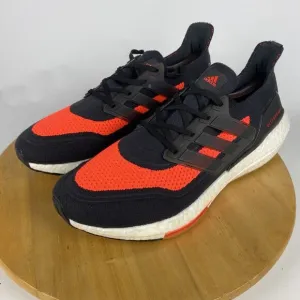Adidas Ultraboost 21 Black Carbon Solar Red Men's Sz 12 Athletic Shoes Sneakers
