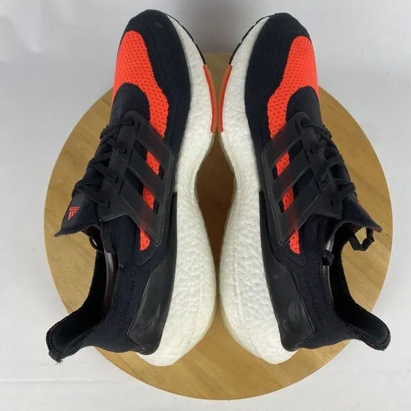 Adidas Ultraboost 21 Black Carbon Solar Red Men's Sz 12 Athletic Shoes Sneakers