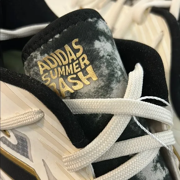 Adidas White and Gold Athletic Shoes Sz 9