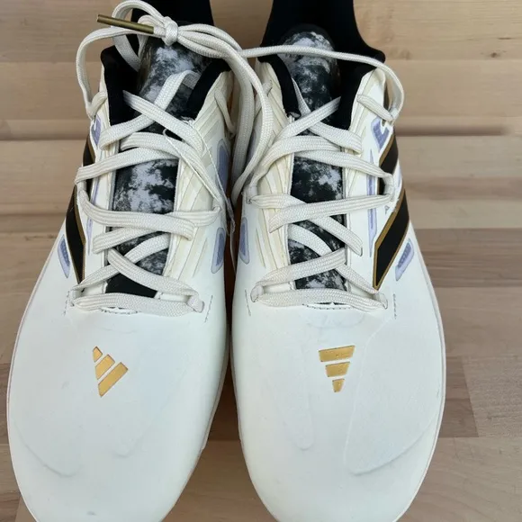 Adidas White and Gold Athletic Shoes Sz 9