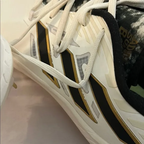 Adidas White and Gold Athletic Shoes Sz 9